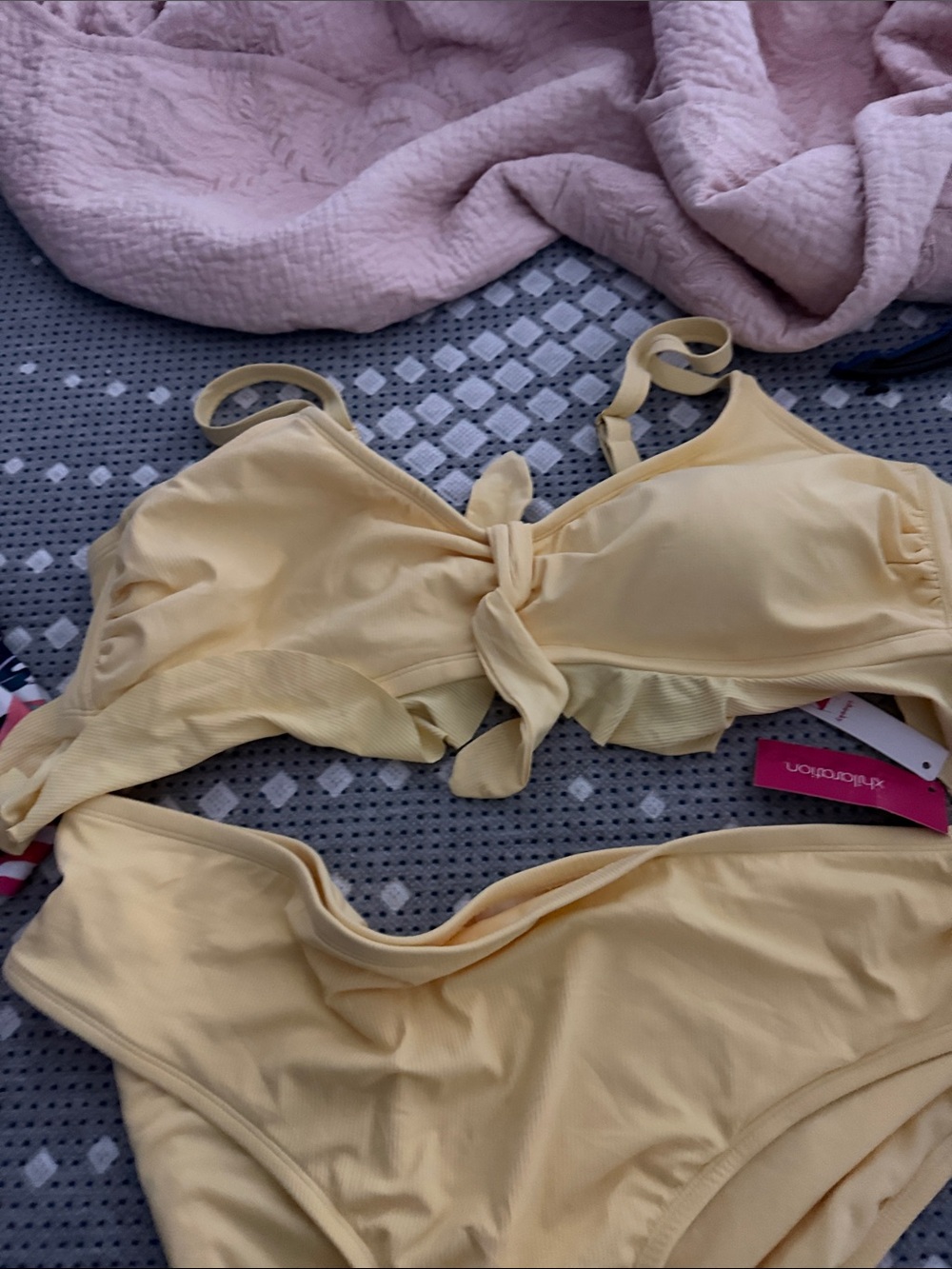Xhilaration Pale Yellow Tie-Front Bikini Set